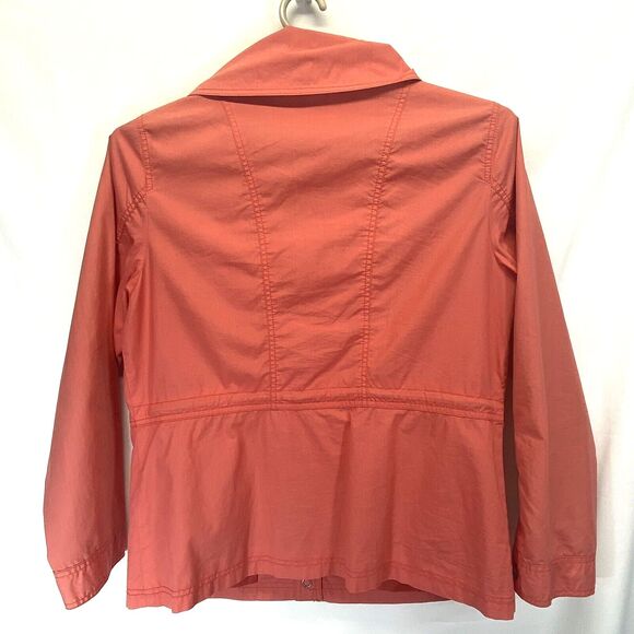 Chico's Womens Jacket Size 2 Weekends Orange Long Sleeve Snap Button Windbreaker - Picture 8 of 10